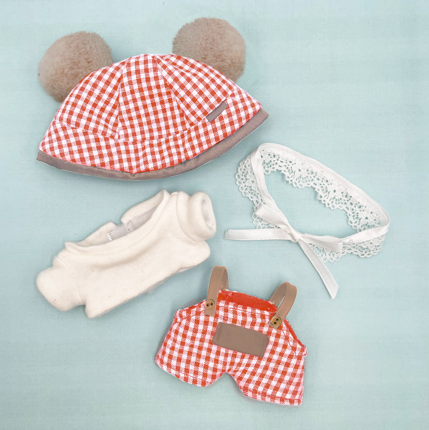 【二次受注】いつぬいおきがえシリーズ くまみみギンガムコーデ