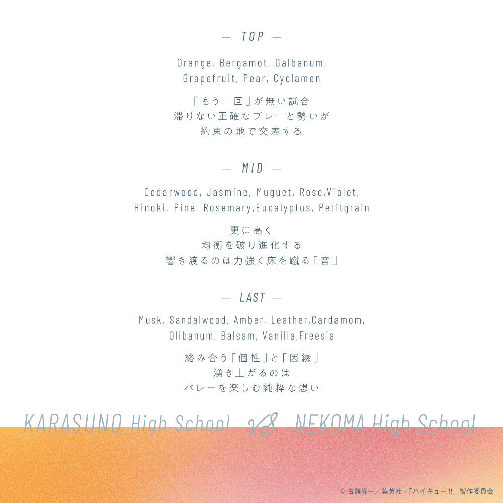 【在庫販売】【フレグランス】Parfum Histoire -ハイキュー!!-[烏野高校vs音駒高校(ゴミ捨て場の決戦)]