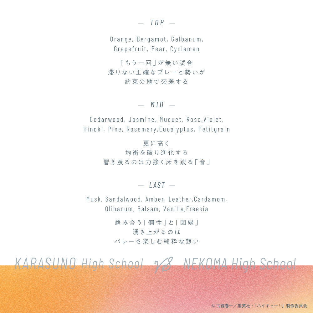 【フレグランス】Parfum Histoire -ハイキュー!!-[烏野高校vs音駒高校(ゴミ捨て場の決戦)]